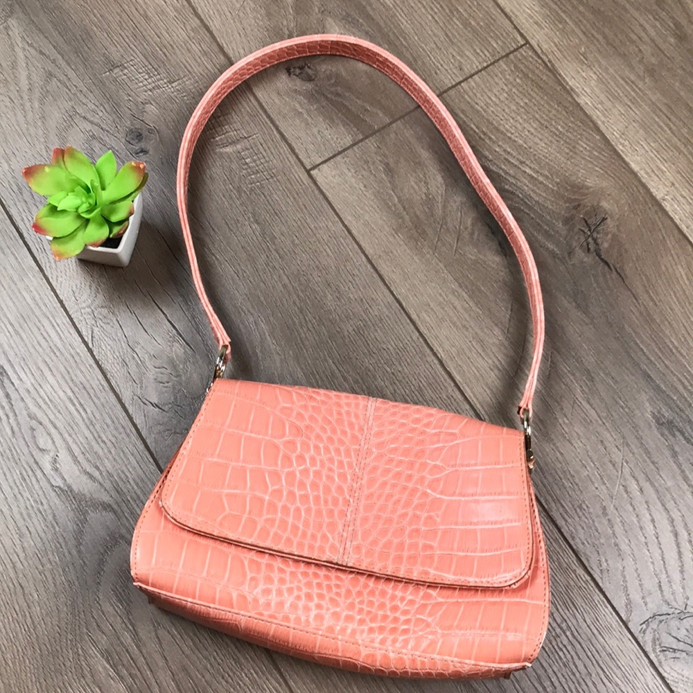 LIZ CLAIBORNE Vintage 90's Pink Faux Croc Purse